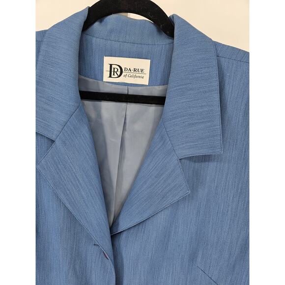 Da-Rue Women's Blue Textured 3/4 Sleeve Three-Button Blazer Size L - Picture 2 of 3